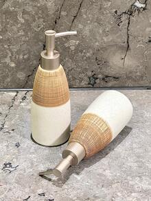 磨砂陶瓷乳液皂液器瓶，带拉丝金属泵头，高瓶设计，可重复填充浴室使用，时尚液体皂液器，适用于水槽、沙龙、洗手间，适合返校使用
