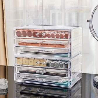 3 Layer Desktop Storage Box, Furniture, Office Organizer, Jewelry, 1pc Multi-Compartment Transparent Jewelry Storage Box, 1pc Acrylic Transparent Jewelry Display Box, 3 Layer 18 Grid Capacity Portable Women Jewelry Organizer, Storage Box, Travel Essential