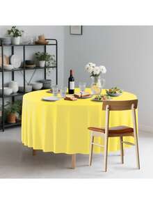 1件/6件/10件一次性圆形塑料桌布，防水防污，餐桌装饰，213厘米 - 彩色 - 查看 5