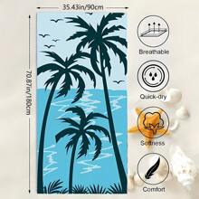 1 pieza Toalla de playa tropical, de secado rápido de fibra ultrafina, suave y absorbente, toalla de viaje con estampado de árbol de palma, lavado a mano, poliéster, rectangular, adecuada para piscina, yoga, deportes, regalo universal de vacaciones, artículos esenciales de playa