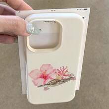 1pc TPU Material Pink Sea Turtle, Flower & Coral Pattern Phone Case Compatible With IPhone/ Phones,International Version, Not The Domestic Version - White - View 4