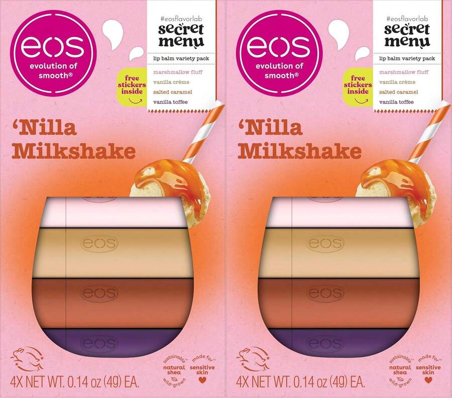 Eos Flavor Lab Secret Menu Lip Balm Gift Set - 'Nilla Milkshake, Limited-Edition, Moisturizing, Hydrating, Dry Lips, Variety Pack, 0.14 Oz, 4-Pack - Nilla Milkshake - View 1