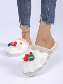 Christmas Hat Slippers, Women Fluffy X-Strap Platform Slides, Comfy Soft Open-Toe Non-Slip Indoor Slippers, Home Shoes