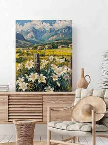 Digital Oil Painting Kit For Adults, 40*50cm With Paint And Brush, Perfect For Stress Relief, Number Painting, Handmade Numbered Painting, Lily Flower Landscape Design, Room Wall Decor Craft, Mural, Beginner Painting, Ideal Gift For Friends (Frameless)
