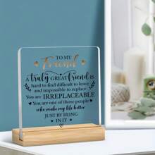 1 Stück Acryl Freundschaftsplakette mit Holzsockel - Inspirierendes Zitat Geschenk für beste Freunde - Sentimentale Tischdekoration für Zuhause und Büro - Ideal für Geburtstage und den Freundschaftstag
