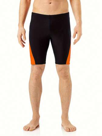 Pantaloncini da bagno da uomo a secchezza rapida e con inserti neri e rossi, essenziali per il nuoto