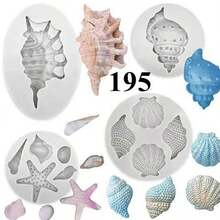 Set de 3 moldes de silicona con diseños marinos - concha marina, caracol y estrella de mar y coral, aptos para decoración de tartas DIY, chocolate, caramelos y manualidades con arcilla polimérica - moldes reutilizables para cocina y manualidades con diseño temático marino de silicona flexible