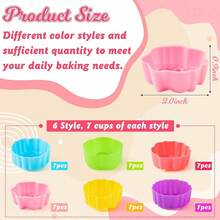 42Pcs Mini Size Silicone Molds, 2 X 0.8 Inch Cupcake Multi Flower Shapes Baking Cups Non-Stick Donut Wrapper Mold Muffin Liners Washable For Pan Oven Microwave Dishwasher-Cq-Cq - Morning Glory Molds - View 2