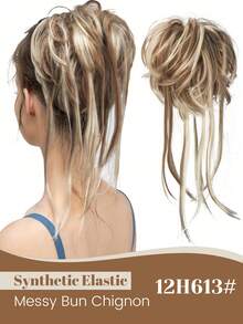 Synthetic Hair Bun Chignon Messy Curly Hair Band Elastic Scrunchy False Hair Pieces For Women Hairpins Black Brown Synthetic Elastic Curly Messy Bun Hairpieces Scrunchie Black Blonde Brown Natural Fake Hair Chignon Band Updo Donut For Women - Multicolor - View 12