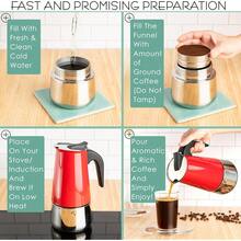 New  9 C Greca Stovetop Pr Maker 450ml/15oz, Moka Pot  Cee Percolator Dign, Red Stainls Steel Stove Top Cee Maker For Camping Or Home Use, Italian Cee Maker Stovetop - 紅色9C - 查看 4
