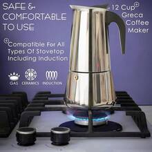 New  12 C Greca Stovetop Pr Maker 600ml/20oz, Moka Pot  Cee Percolator Dign, Stainls Steel Stove Top Cee Maker For Camping Or Home Use, Italian Cee Maker Stovetop - 12C不銹鋼 - 查看 6