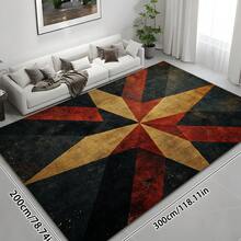 1pc Colorful Retro Geometric Square Pattern Rug,Modern Patchwork Design Soft Non-Slip Area Carpet,Suitable For Outdoor,Entryway,Living Room,Bedroom,Laundry Room,Bathroom,Game Room,Machine Washable Decorative Mat,Home Decor For Gifts Birthday Graduation - Multicolor - View 17