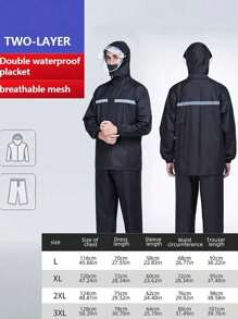 2pcs/Set Unisex Full Body Waterproof Rain Jacket & Pants Set