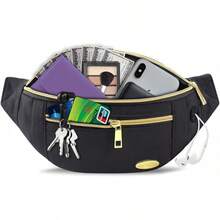 Entchin Fanny Pack Women Men,Crossbody Belt Bag With 4-Zipper Pockets,Adjustable Waist Bag Pack,One Of Most Popular Travel Essential Gifts Walking,Traveling,Cycling - Mini Black - 查看 8