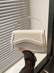 New Orange Ladies' Solid Color PU Small Square Bag, Simple And Stylish Handbag For Going Out, And Versatile. - White - View 10