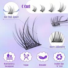 ALICE Self Adhesive Eyelashes Natural Self Adhesive Lash Clusters No Glue Needed Wispy Reusable Press On Lashes Pre-Glue 10-12mm 120pcs DIY Eyelash Extensions Kit With Lash Tweezers - F36 - View 4