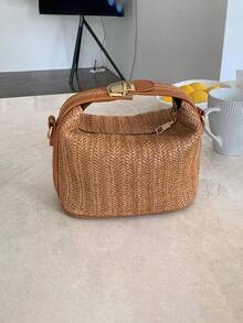 Women's Straw Crossbody Bag, 2025 New Style Fashionable Casual Versatile Shoulder Bag For Women & Girls, Simple All-Match Bag For Daily Life & Work,  Everyday Bags - Pink - View 4