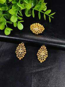 1 Set Luxury Fully Jeweled Gold Plated Middle East Dubai Bride Wedding Accessories 4Pcs Jewelry Set Necklace Earrings Bracelet Ring, Women Fashion Gift - Yellow Gold - View 3