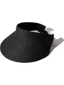 1 件男女通用太阳帽，夏季草帽，可调节宽边防晒帽，编织草编沙滩帽 - 彩色 - 查看 8