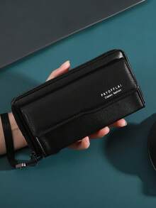 男士商务钱包长款双层PU皮扣男士银行卡夹拉链钱包男士钱包长款钱包手拿钱包 - 彩色 - 查看 12