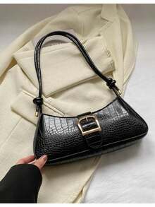 Women Solid Color Elegant Shoulder Crossbody Bag(3141) - Black - View 1