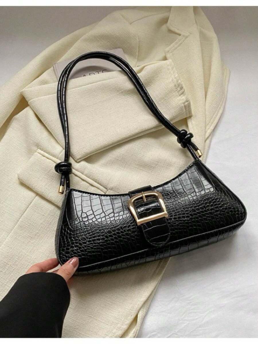 Women Solid Color Elegant Shoulder Crossbody Bag(3141) - Black - View 1
