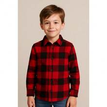 Children's Plaid Shirt, Flannel, Long Sleeve – Sizes 2 To 16 - Redwood - View 2