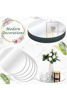 Set de 1/5/15 piezas de plato de espejo redondo para vela, bandejas de espejo redondo de 8 pulgadas, azulejos de espejo de vidrio circular para centros de mesa, decoraciones de boda y fiesta, decoración de pared, manualidades