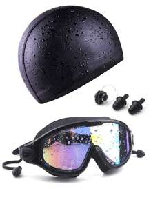 SHENYU (5 Stück) 1 Stück Schwimmbrille, 1 Stück Badekappe, 1 Stück Nasenklammer, 2 Stück Ohrstöpsel Schwimmausrüstung Set, Strandutensilien, Strandaccessoires, Poolschwimmer