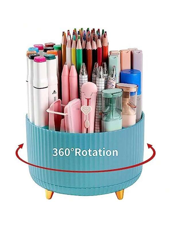 Stifthalter für den Schreibtisch, 5 Schlitze 360°drehbarer Stift- und Bleistiftorganizer für den Schreibtisch, Aufbewahrung für Schreibwaren am Desktop, süßer Stiftbecher für Büro, Schule, Zuhause, Kunstbedarf