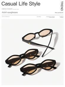 3 件装女士亚克力街头水钻时尚眼镜，适合日常外出、音乐节和节日礼物