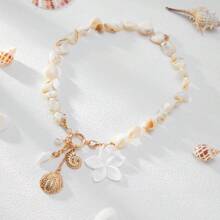 1 pièce Ensemble de collier pendentif en alliage de coquillage et étoile de mer, chaîne de clavicule de décoration de plage décontractée