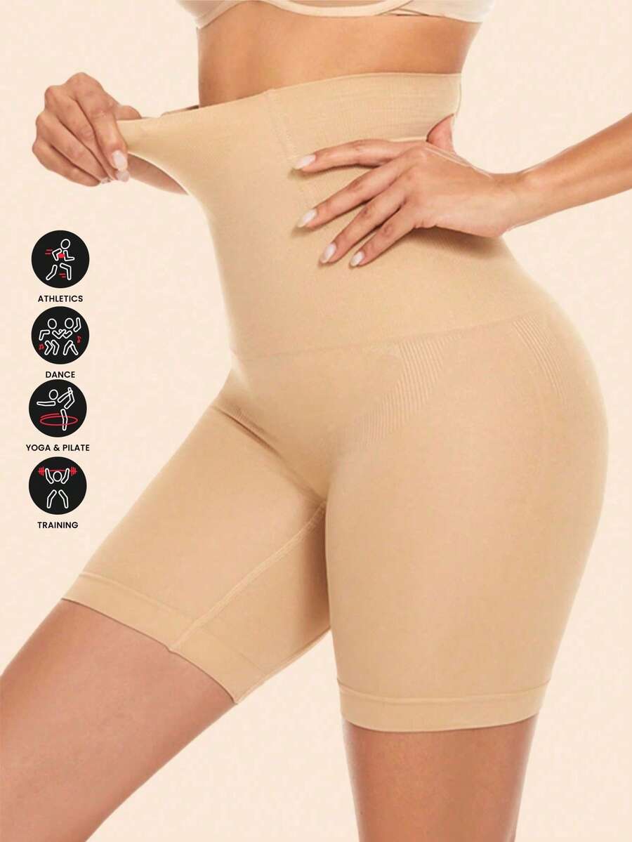 1 pièce Gaine amincissante taille haute pour femmes, combinaison amincissante post-partum sans couture et épaissie pour le ventre, sous-vêtements de contrôle du ventre en tissu tricoté de nylon. Accessoires de gym pour gaines amincissantes du ventre, gaines lombaires pour le corset amincissant du ventre Printemps Sports - Beige - Voir 1