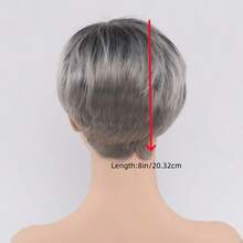 Short Layered Pixie Cut Dark Roots Gray Synthetic Hair Wigs Mom's Daily Soft And Healthy Heat-Resistant Synthetic Wig - Suitable For Daily Wear, Party Role-Playing, Halloween - 銀色 - 查看 2