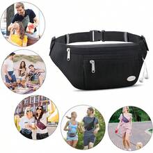 Entchin Fanny Pack Women Men,Crossbody Belt Bag With 4-Zipper Pockets,Adjustable Waist Bag Pack,One Of Most Popular Travel Essential Gifts Walking,Traveling,Cycling - Black - View 9