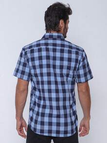 Rand paul Men's Casual Slim Fit Short Sleeve Plaid Shirt Slim Fit Modern And Versatile Style - Màu xanh hải quân - Xem 2
