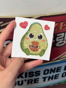 1/3pcs Avocado Eating Cookies Stickers, Cartoon Foodie Style Decorate Your Laptop, Water Bottle, Journal, Skins, Guitars, Helmets, Office Supplies, School, Skateboards, Luggage, And Other Funny Vinyl Record Waterproof Decal