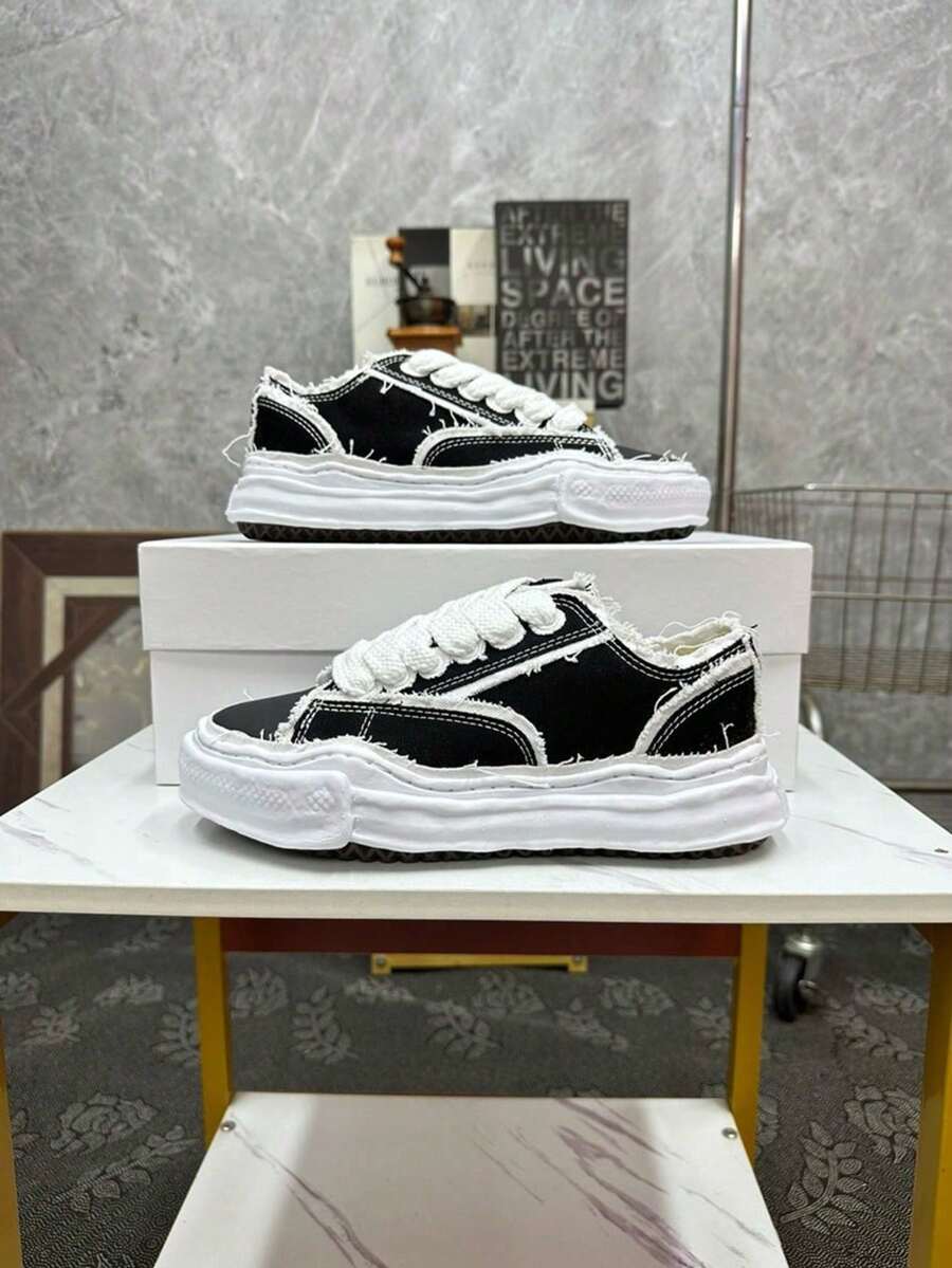 2025新款MMY经典防滑耐磨轻便低帮滑板鞋校园情侣款黑白 - 黑與白 - 查看 1