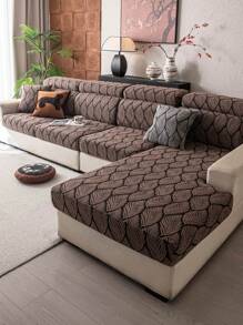 1 قطعة غطاء أريكة بنمط الورقة ، مصنوع من صوف ناعم مقاوم للانزلاق لجميع المواسم ، مناسب للأريكة المنحنية وأريكة 1/2/3/4 مقاعد ،ديكور غرفة المعيشة ،قابل للغسل في الغسالة ،مضاد للحيوانات الأليفة