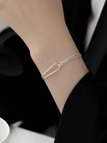 Conjunto de 2 piezas de pulsera elegante y geométrica simple para mujeres. Pulsera de plata de ley, cómoda de llevar, diseño retro y sexy, adecuada para uso diario y de fiesta, es un regalo de cumpleaños para mujeres fashionistas.