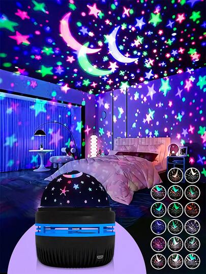 1pc Starry Sky Projection Light, Romantic Dance Rotating Light, Create Your Own Stage With Colorful Moon And Stars, Bedroom, Party, Party, Birthday, Festival Gifts, Dreamy Beauty, Suitable For All Scenarios