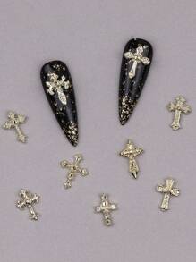 30pcs Punk Cross Nail Decoration Fashion Cool Girl Accessories Gold And Silver Random Mixed Set Nail Supplies Nail Accessories