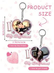 2pcs Customized Couple Photo Keychain, Personalized Acrylic Keychain Gift, Suitable For Valentine's Day, Wedding, Anniversary Celebration, Birthday Gift For Boyfriend/Girlfriend