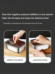 Cajas de almacenamiento de alimentos al vacío de acero inoxidable con tapas, cajas de almuerzo rectangulares selladas y a prueba de fugas, cajas de almacenamiento refrigerado y congelado de frutas para el hogar, cajas para calentar al horno y conservar la frescura, cajas para sopa de cocina de inducción, calentamiento universal para cocinas de inducción y eléctricas cerámicas, cajas de conservación de refrigerador y cajas selladas