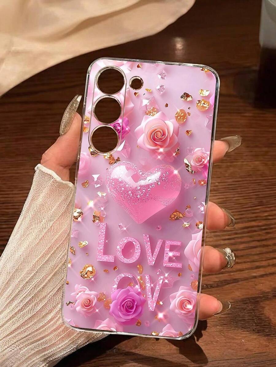 غطاء هاتف ناعم بتصميم زهرة قلب الماس الملون، متوافق مع هواتف سامسونج جالكسي A04e/12/A13/A14/A34/A50/A52/A53/A54/S21/S22/S23/S24/S25/S25Ultra، هدية رائعة للأحباء والأزواج، مقاوم للماء والصدمات ومقاوم للخدش