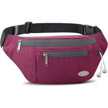 Entchin Fanny Pack Women Men,Crossbody Belt Bag With 4-Zipper Pockets,Adjustable Waist Bag Pack,One Of Most Popular Travel Essential Gifts Walking,Traveling,Cycling - 酒紅色 - 查看 9