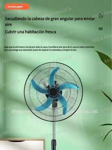 Z Nuevo ventilador eléctrico de 18 pulgadas para el hogar, de viento vertical, de aluminio y plástico, con cinco aspas, para dormitorio, con cabezal de movimiento fuerte.
