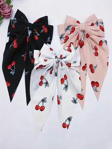 Oversized Chiffon Cherry Bow Hair Clip, Women's Coiled Hair, Fabric Spring Clip Hair Accessory, School Stuff, Hair Accessories, Head Accessories, Hair Accessories For Women, Claw Clips - Multicolor - View 16