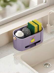 1pc Kitchen Sink Side Drying Rack – Angled Drainage Design Directs Water Into Sink, Large Capacity Storage For Sponges, Brushes & Soap Bottles. 1pc Kitchen Sink Side Drying Rack – Angled Drainage Design Directs Water Into Sink, Large Capacity Storage For Sponges, Brushes & Soap Bottles. Kitchen Organiser