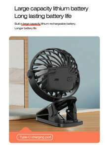 1 Stück USB aufladbarer 3-Gang leiser Ventilator mit 720° Drehung & Nachtlicht, tragbarer Clip für Sommerreisen, Strand, Schulanfang Grundausstattung - kompakter leistungsstarker Lüfter, unverzichtbar für Studentenwohnheim & Büro